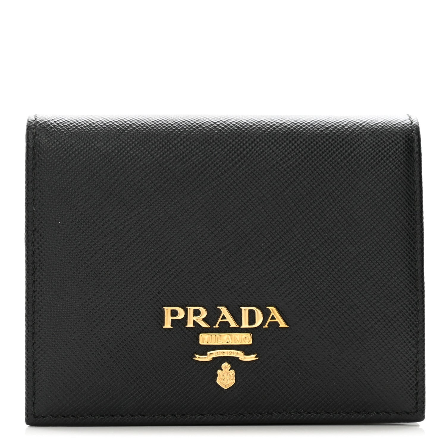 Prada Saffiano Metal Bi-Fold Wallet Black 1 of 8
