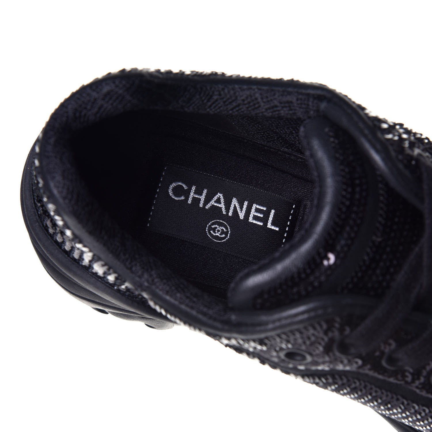 Chanel Sequin CC Sneakers 37 Black 7 of 8