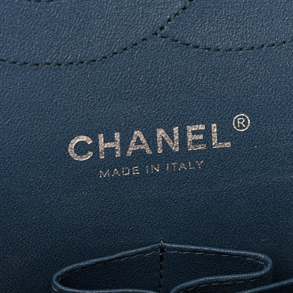 Chanel Caviar Chevron Quilted Jumbo Double Flap Blue 6 of 9