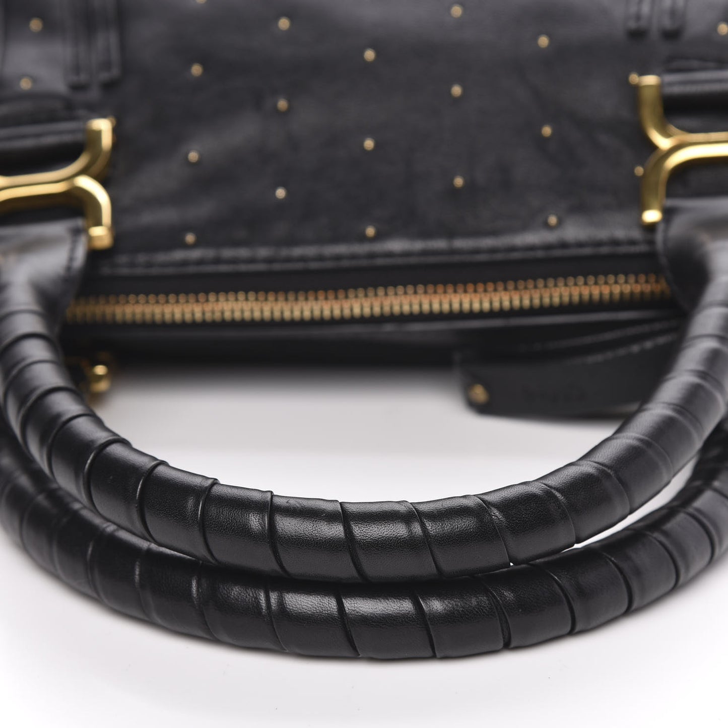 Calfskin Studded Medium Marcie Satchel Black