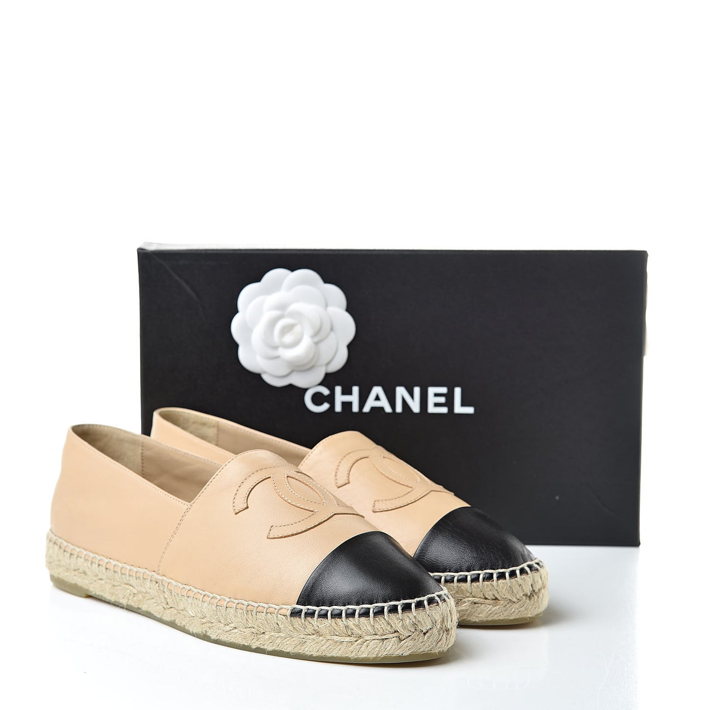 Lambskin CC Espadrilles 40 Beige Black