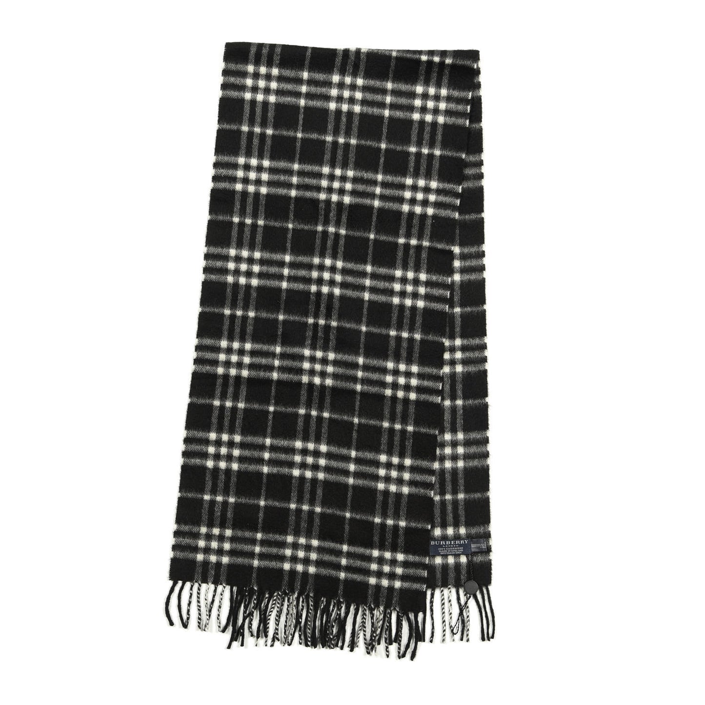 Cashmere Classic Check Fringe Scarf Black