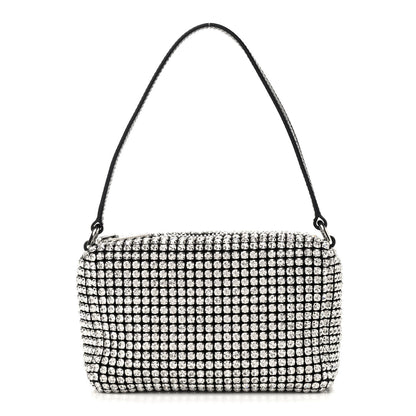 Alexander Wang Mesh Crystal Rhinestone Mini Heiress Pouch Black Silver 1 of 8