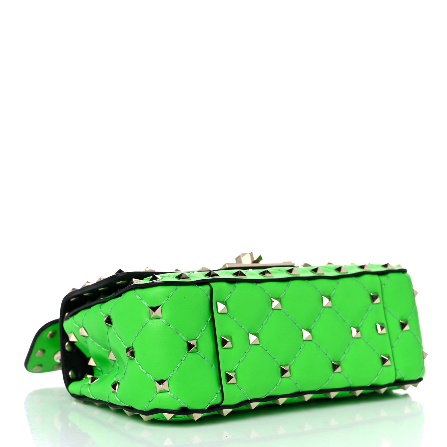 Valentino Garavani Calfskin Mini Rockstud Spike Shoulder Bag Fluo Green 4 of 8