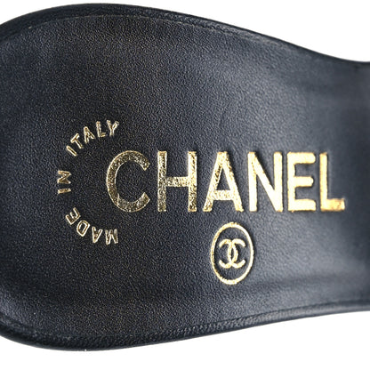 Chanel Lambskin CC Cutout Mules 38 Black 7 of 10