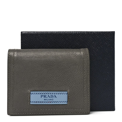 Prada Glace Calfskin City Calfskin Etiquette Compact Wallet Marine Astrale 7 of 7