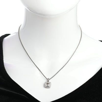 David Yurman Sterling Silver Diamond White Topaz 7mm Petite Albion Pendant Necklace 2 of 5