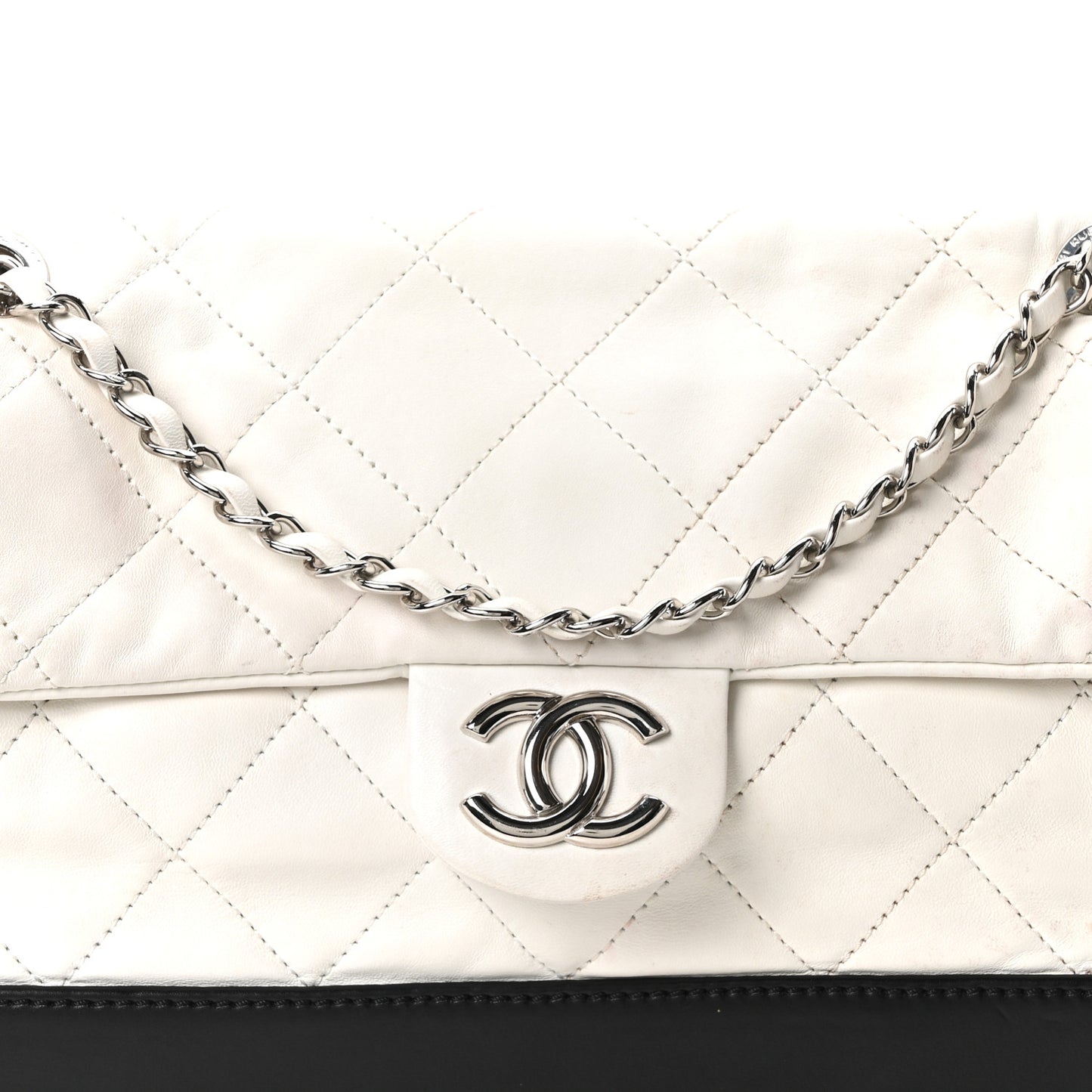 Calfskin Quilted VIP Flap White Black