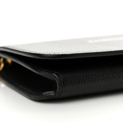 Balenciaga Grained Calfskin Logo Cash Phone Holder Wallet On Chain Black White 9 of 11