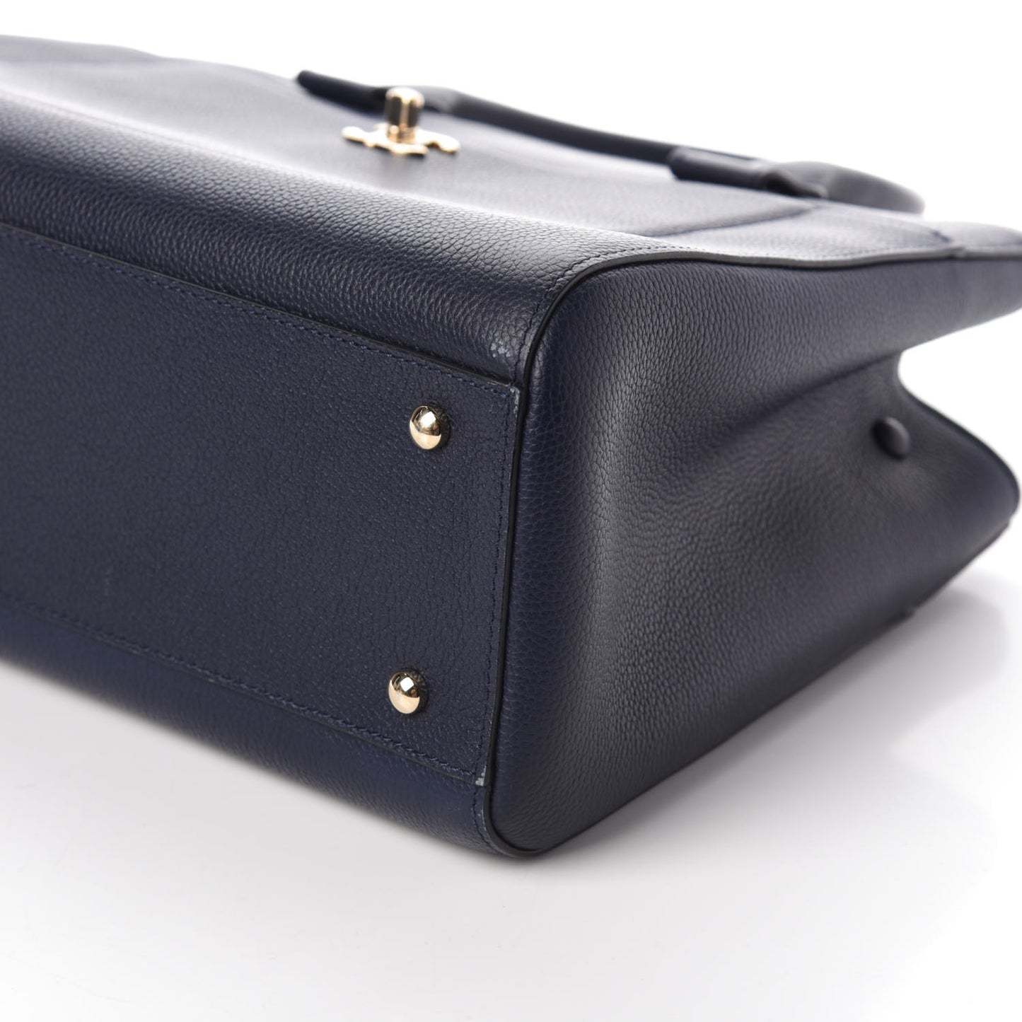 Grained Calfskin Small Neo Executive Shopper Tote Dark Blue