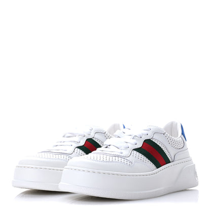 Gucci Calfskin Web Perforated Womens Platform 55mm Sneakers 38.5 White Bright Splash 4 of 9
