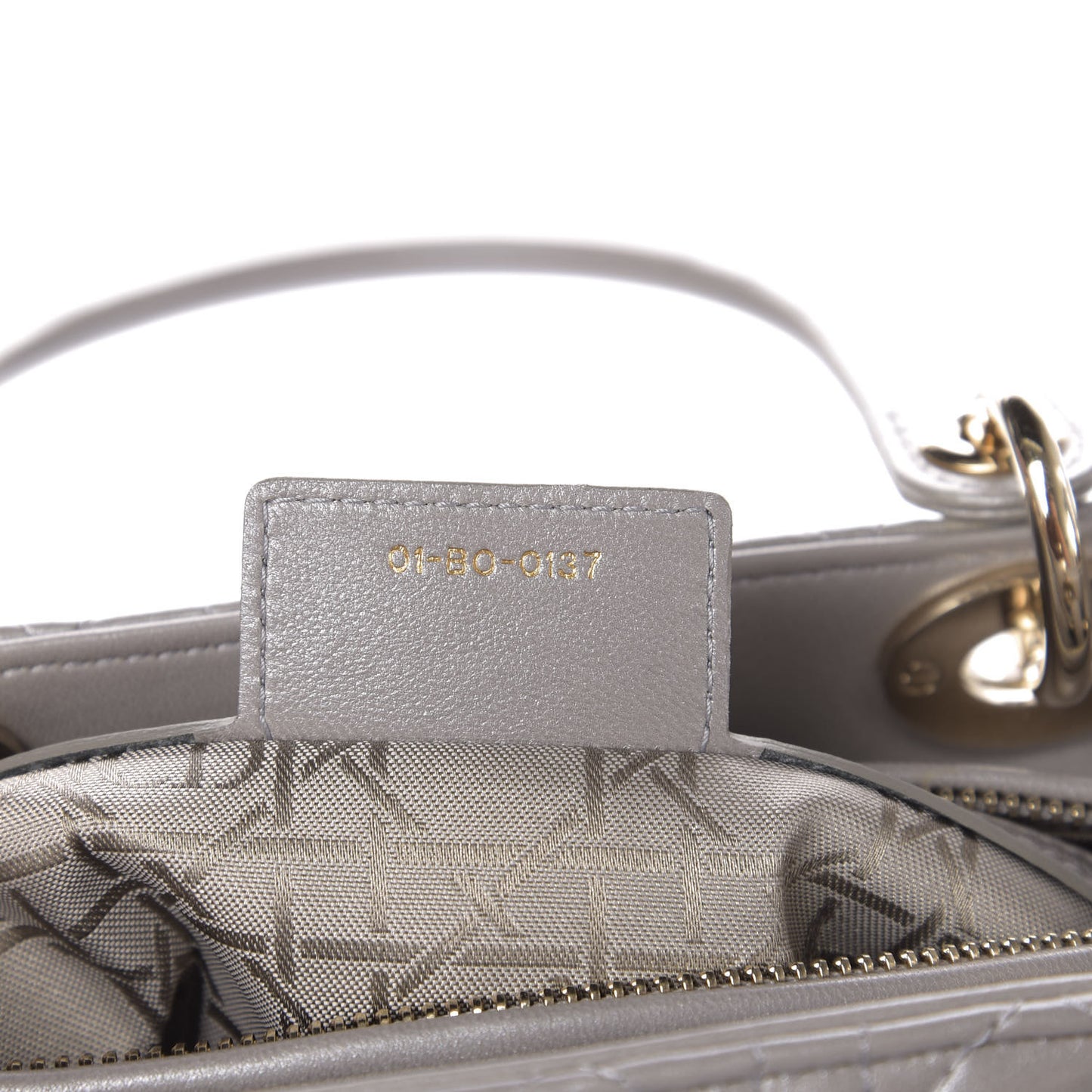 Pearly Lambskin Cannage Medium Lady Dior Grey