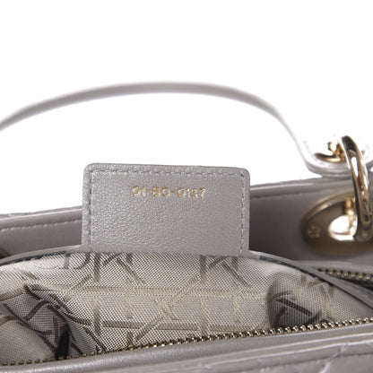 Christian Dior Pearly Lambskin Cannage Medium Lady Dior Grey 11 of 18