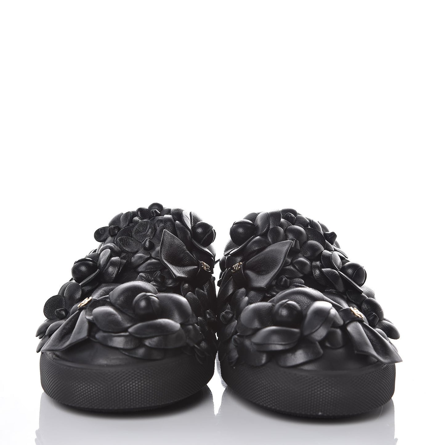 Calfskin Camellia Slip On Sneakers 37.5 Black