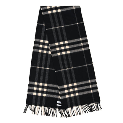 Burberry Cashmere Giant Check Fringe Scarf Black 2 of 4