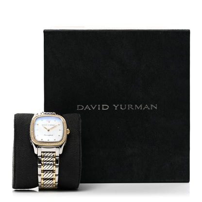 David Yurman Stainless Steel 18K Yellow Gold Diamond Bezel Mother of Pearl 25mm Thoroughbred Quartz Watch 5 of 5