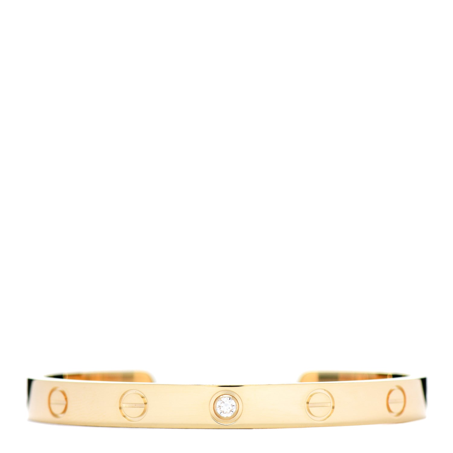 Cartier 18K Yellow Gold 1 Diamond LOVE Cuff Bracelet 16 1 of 4