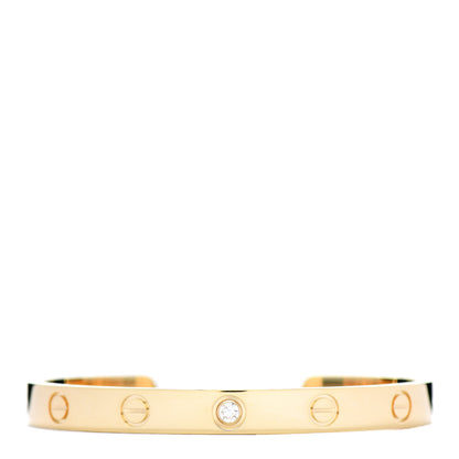 Cartier 18K Yellow Gold 1 Diamond LOVE Cuff Bracelet 16 1 of 4