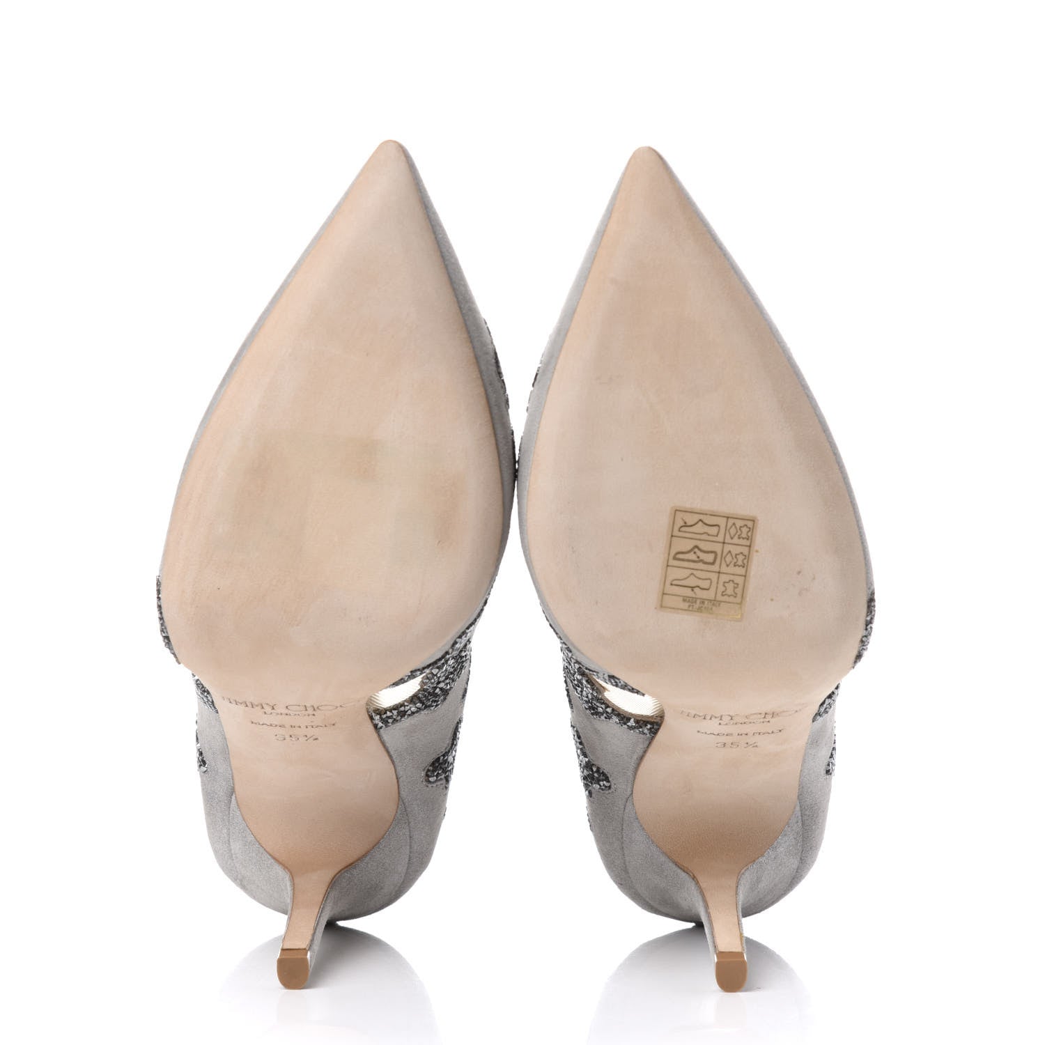 Jimmy Choo Suede Mesh Crystal Rocks Karmel 100 Pumps 35.5 Grey 6 of 10