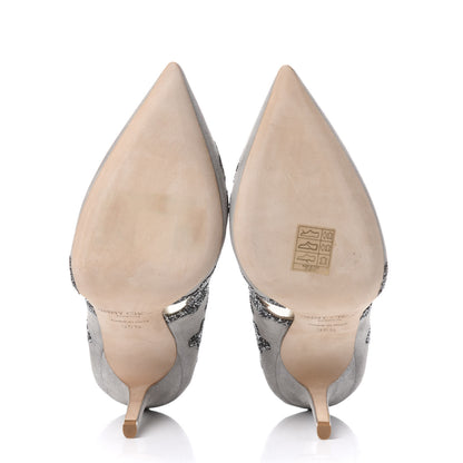 Jimmy Choo Suede Mesh Crystal Rocks Karmel 100 Pumps 35.5 Grey 6 of 10