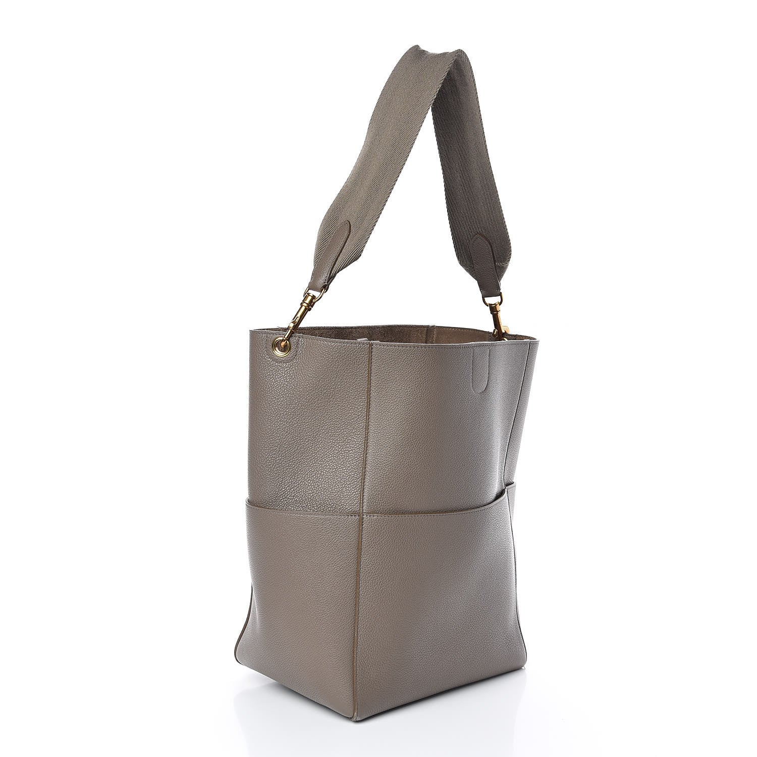 Celine Soft Grained Calfskin Sangle Bucket Bag Taupe 3 of 11