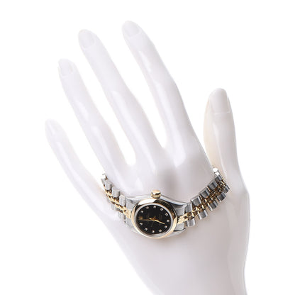 Rolex Stainless Steel 18K Yellow Gold Diamond 26mm Oyster Perpetual Datejust Watch Black 67193 2 of 10
