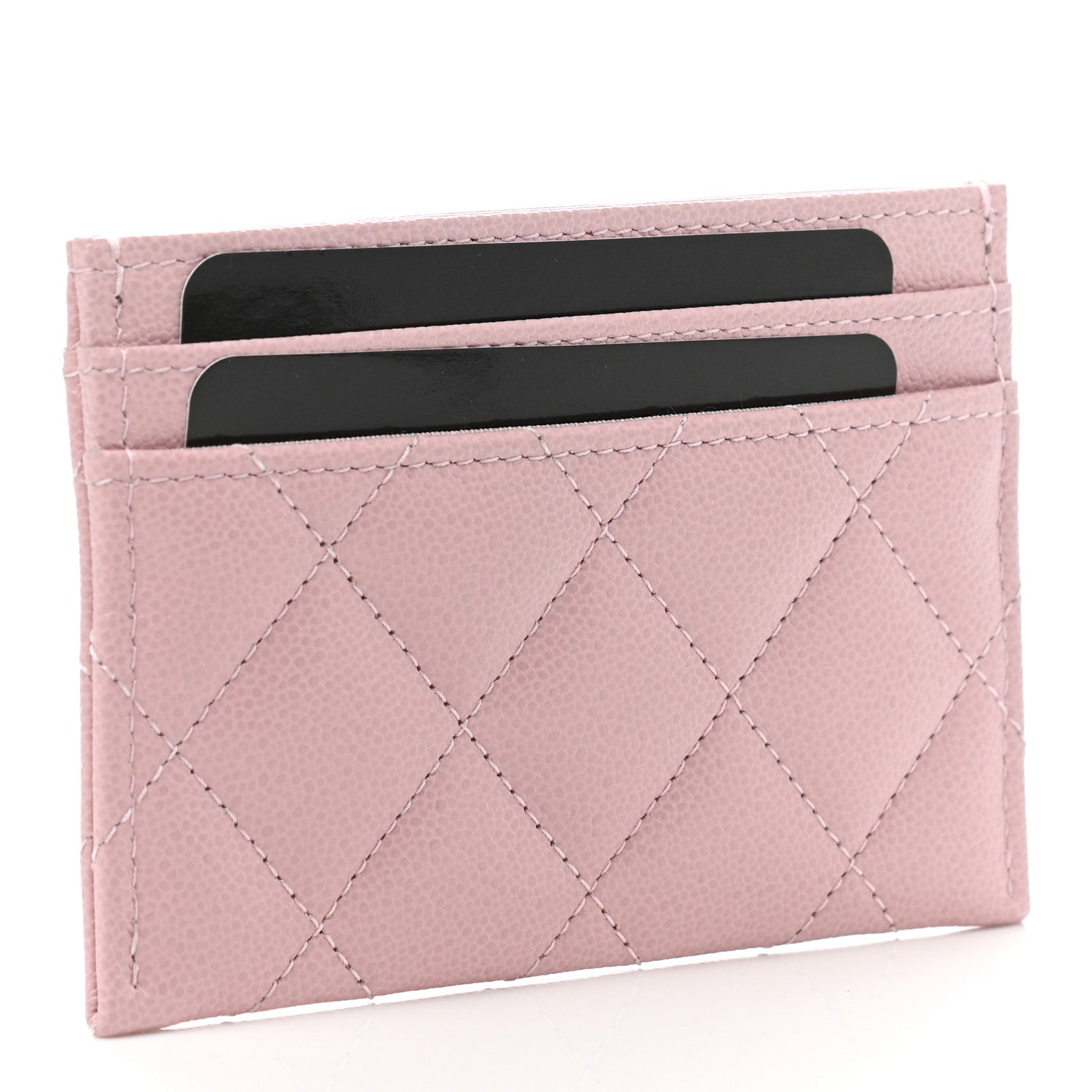 Chanel Caviar Quilted Studded CC Card Holder Light Pink 3 of 9