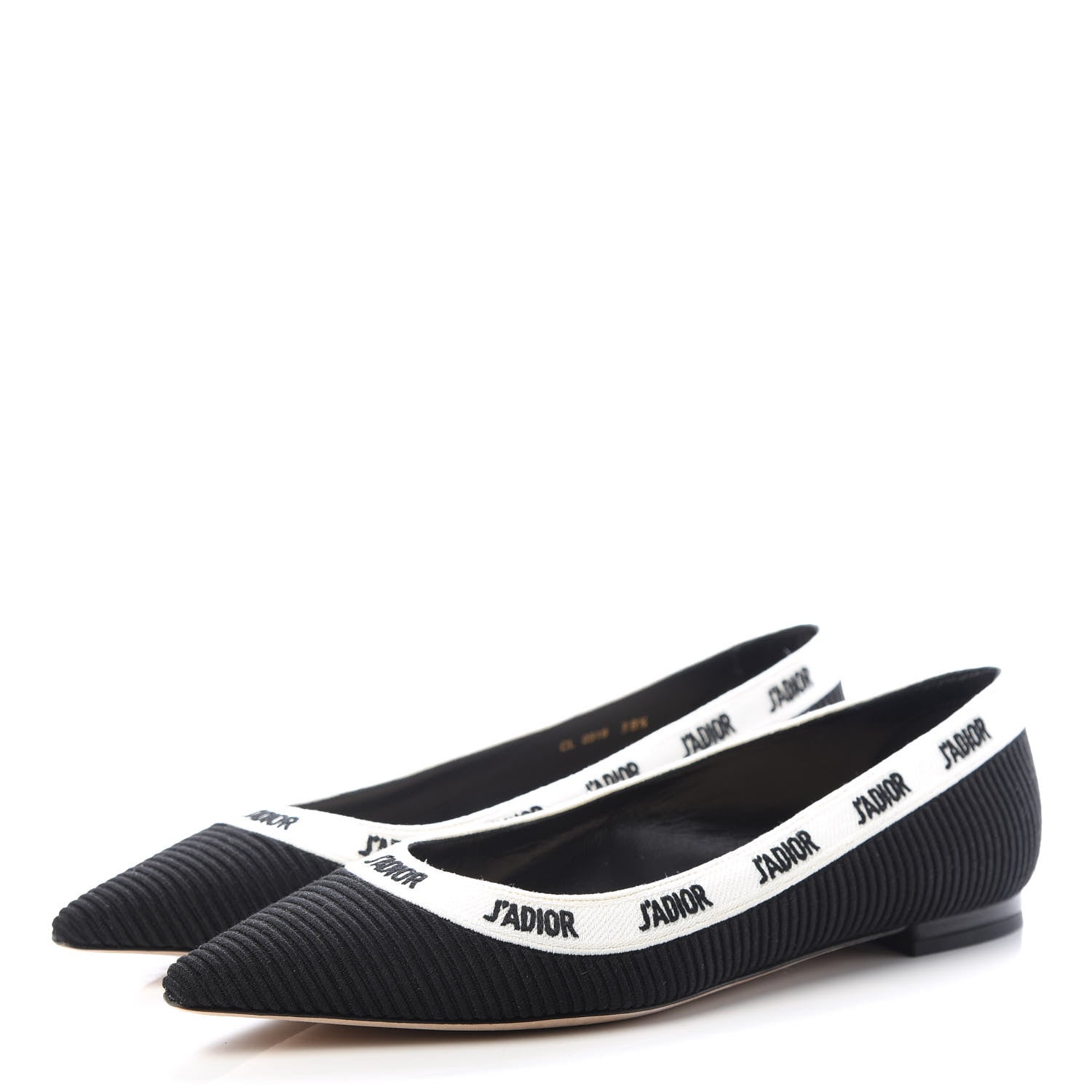 Christian Dior Fabric Ribbon Embroidered J'Adior Ballet Flats 38.5 Black 3 of 11