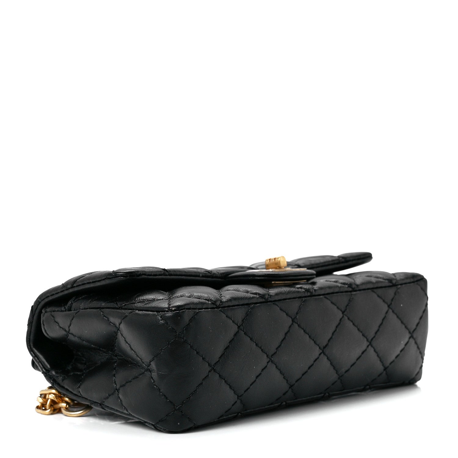 Chanel Aged Calfskin Quilted 2.55 Reissue Flap Belt Bag Clutch Black 4 of 11