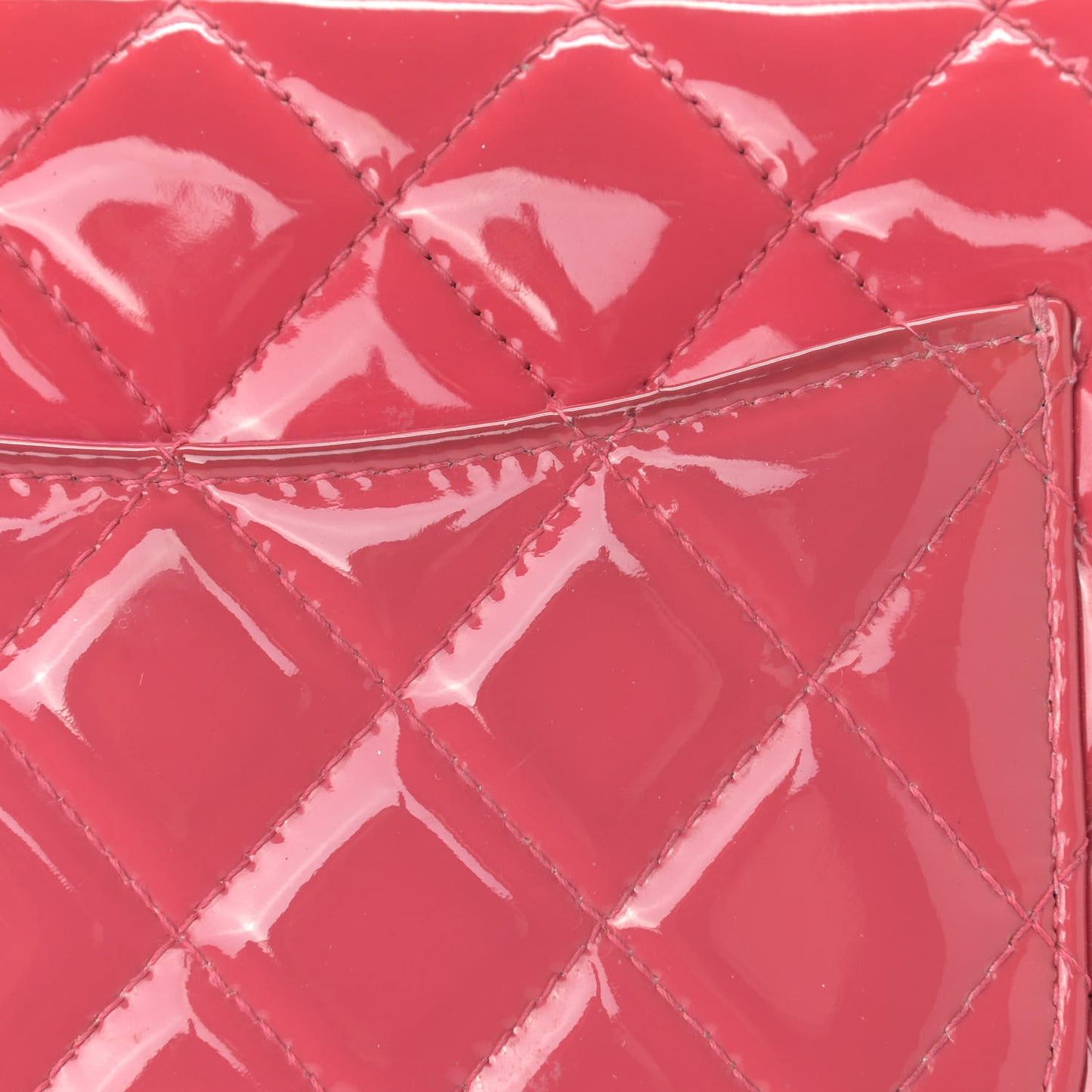 Patent Calfskin Quilted Mini Rectangular Flap Pink