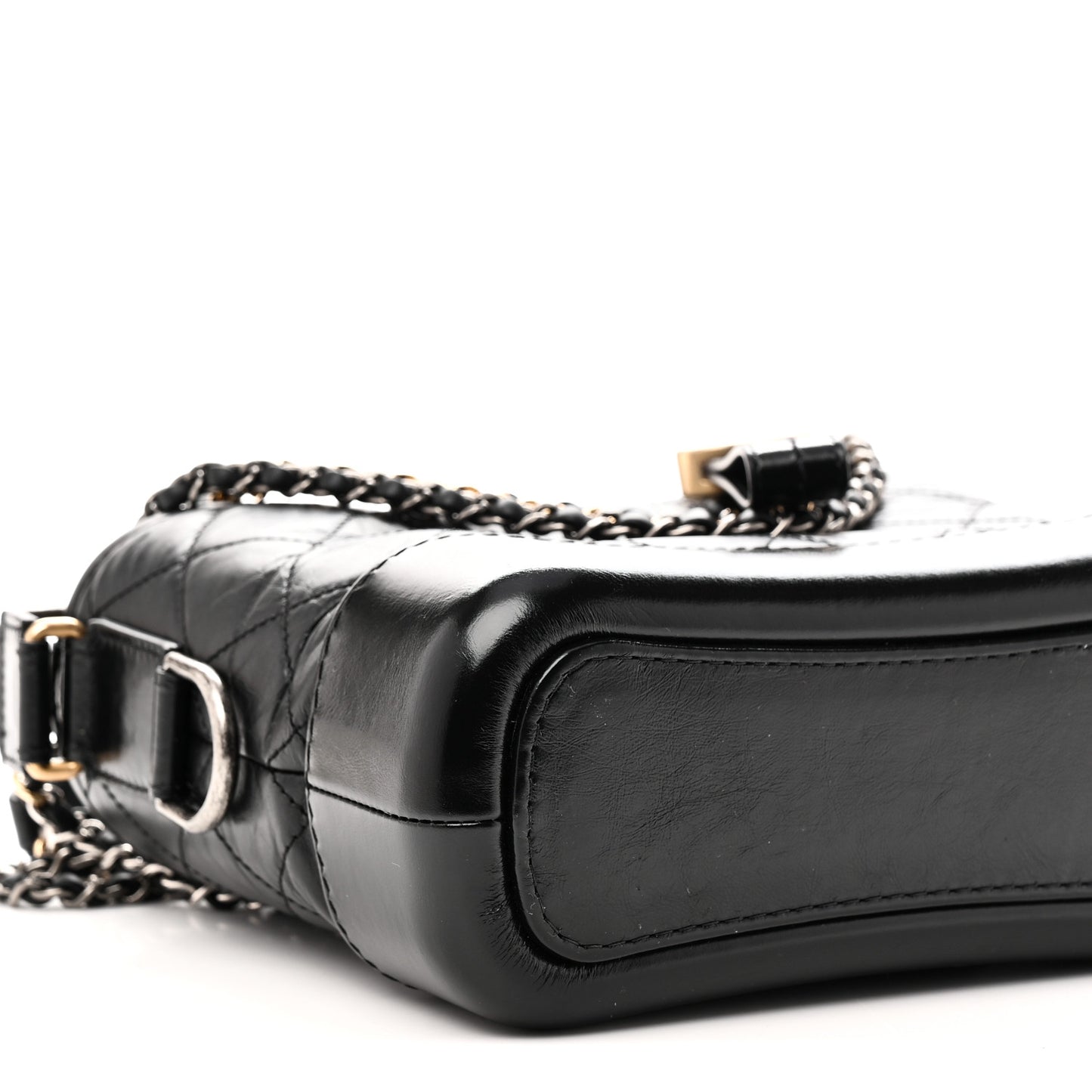 Aged Calfskin Quilted Small Gabrielle Hobo Black