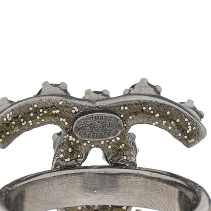 Chanel Metal Crystal CC Ring 6.25 Silver 4 of 4