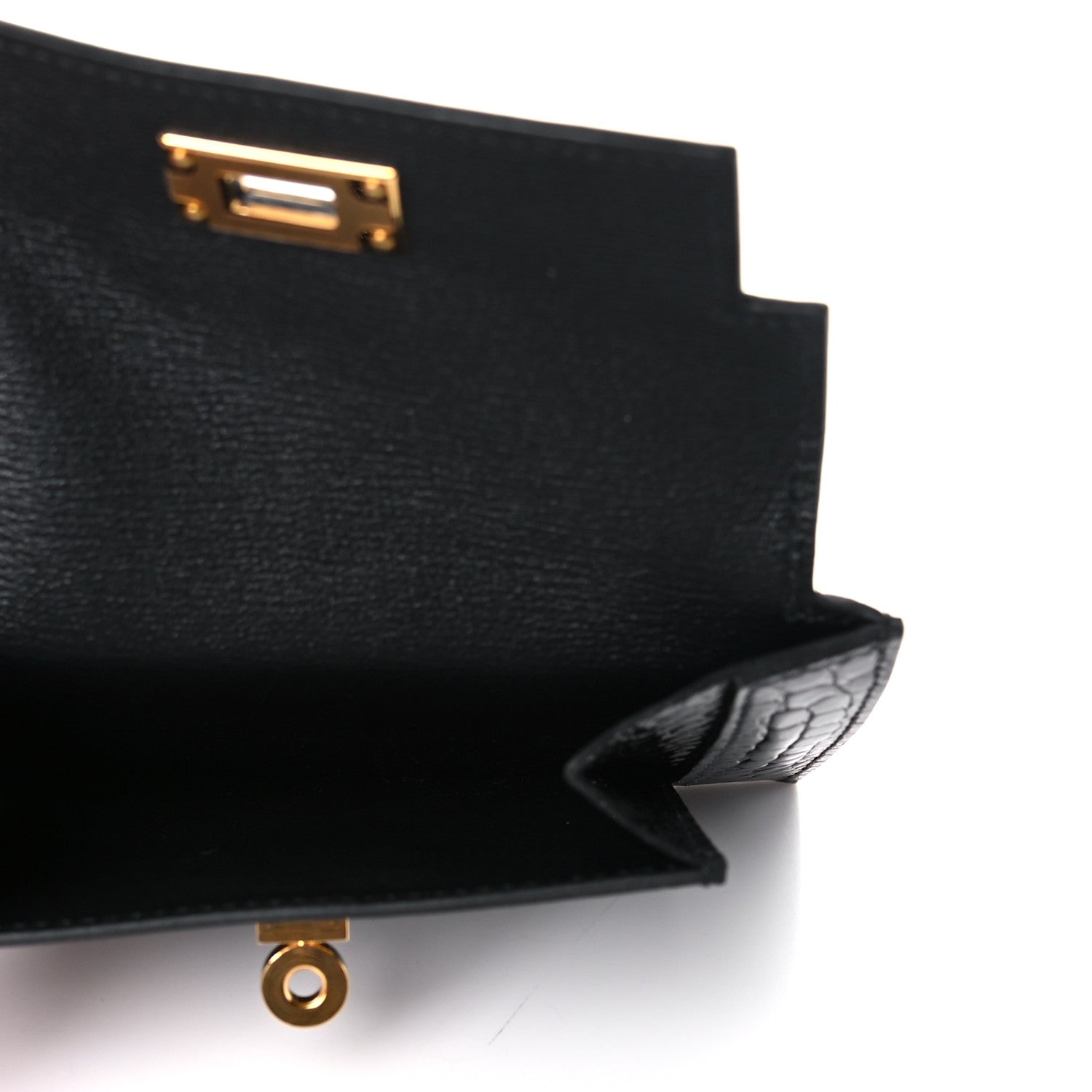 Hermes Shiny Alligator Kelly Pocket Compact Wallet Black 5 of 8