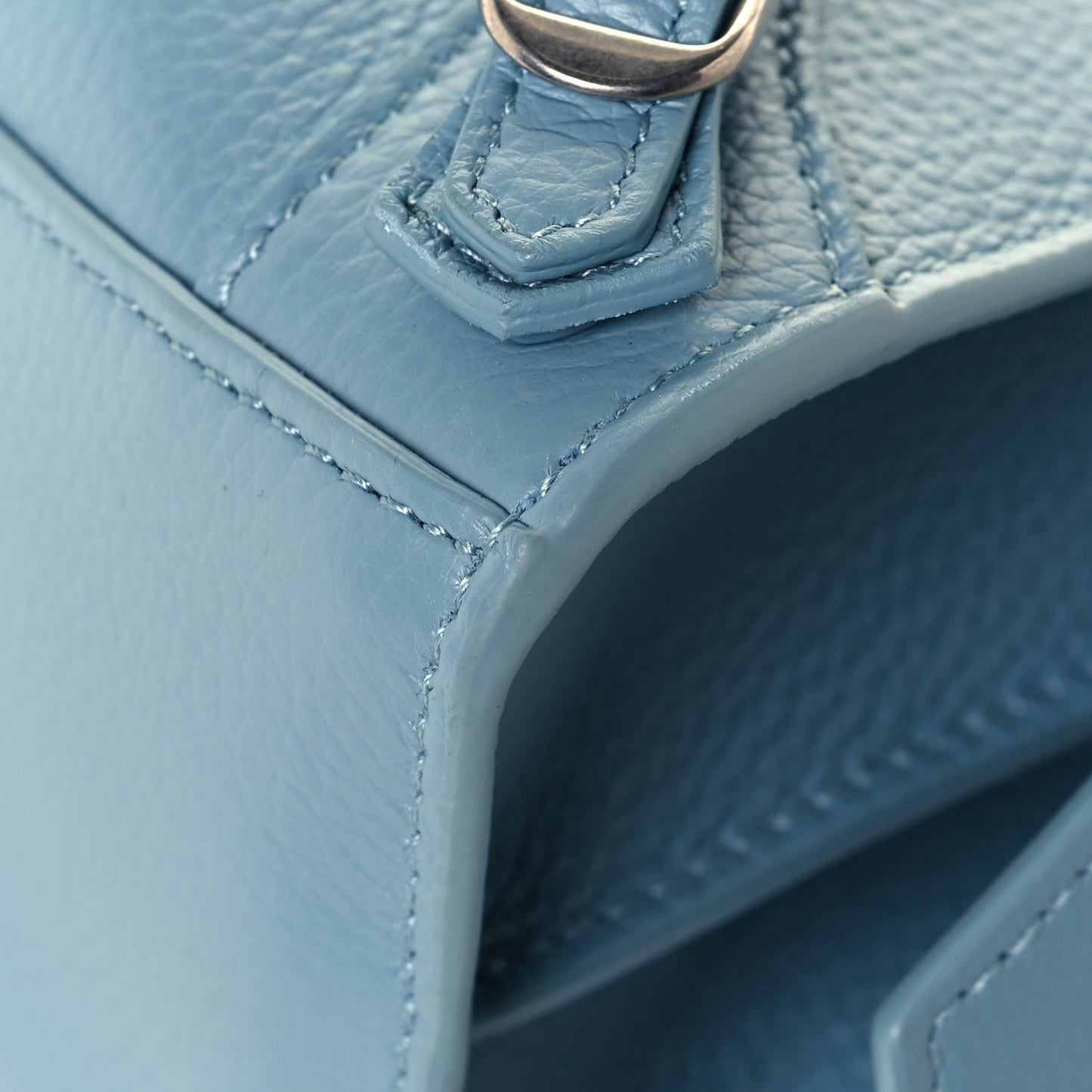 Grained Calfskin Neo Classic Silver Hardware Mini City Blue Grey