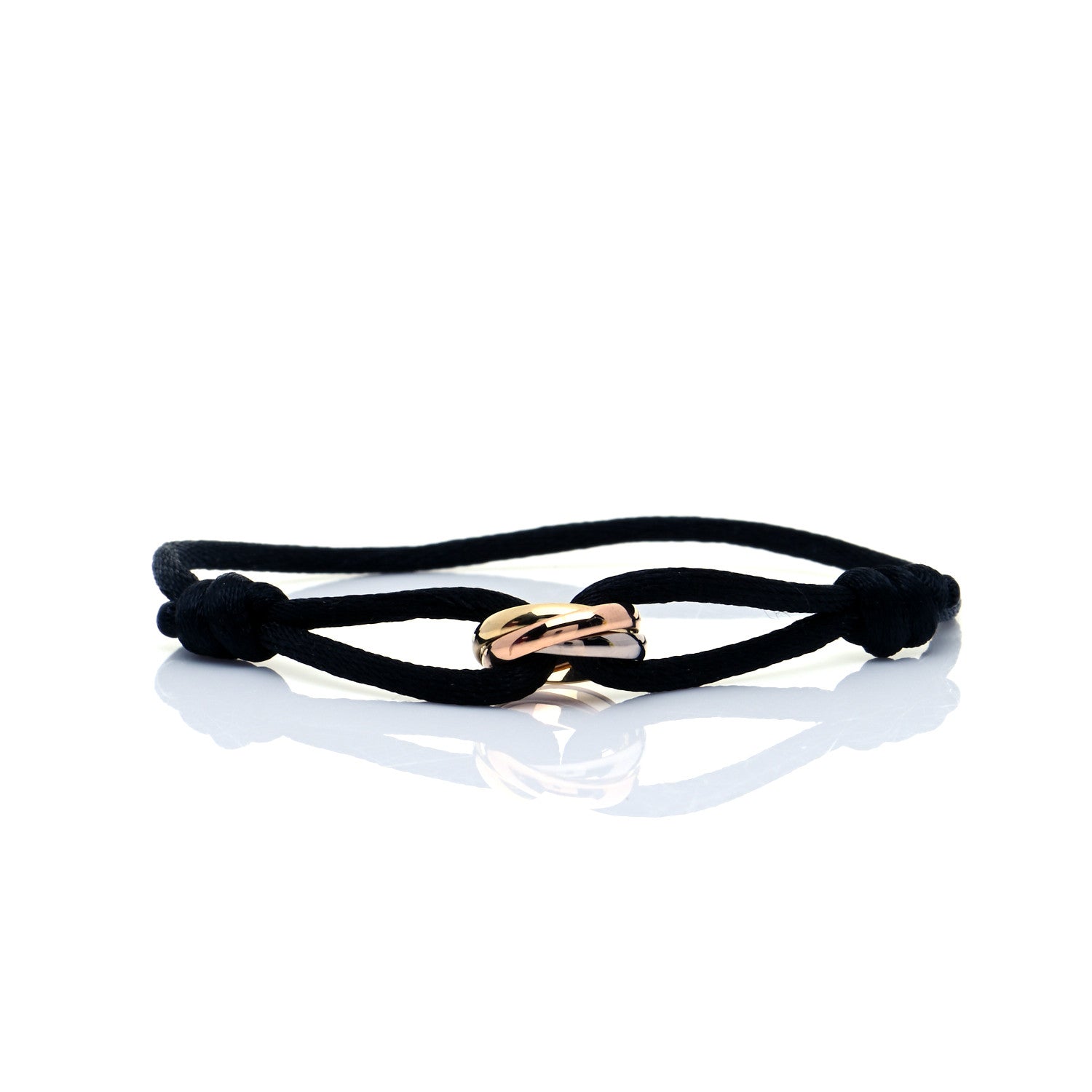 Cartier 18K Pink Yellow White Gold Trinity Adjustable Cord Bracelet Black 4 of 7
