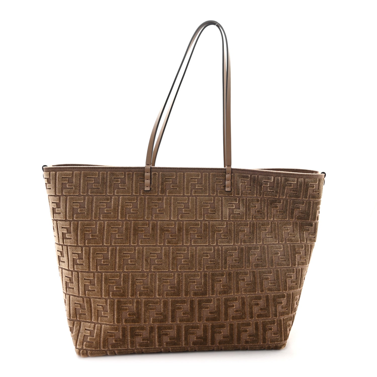 Fendi Velluto Jacquard Vitello Grace FF Large Reversible Shopping Tote Cappuccino Sand 1 of 13