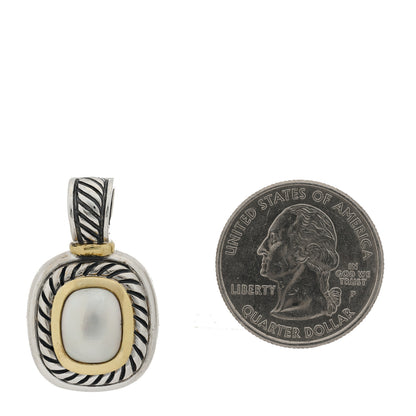 David Yurman Sterling Silver 14K Yellow Gold Pearl 10mm Albion Enhancer Pendant 2 of 5