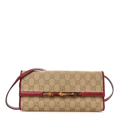 Gucci Monogram Bamboo Bar Clutch Red 1 of 8
