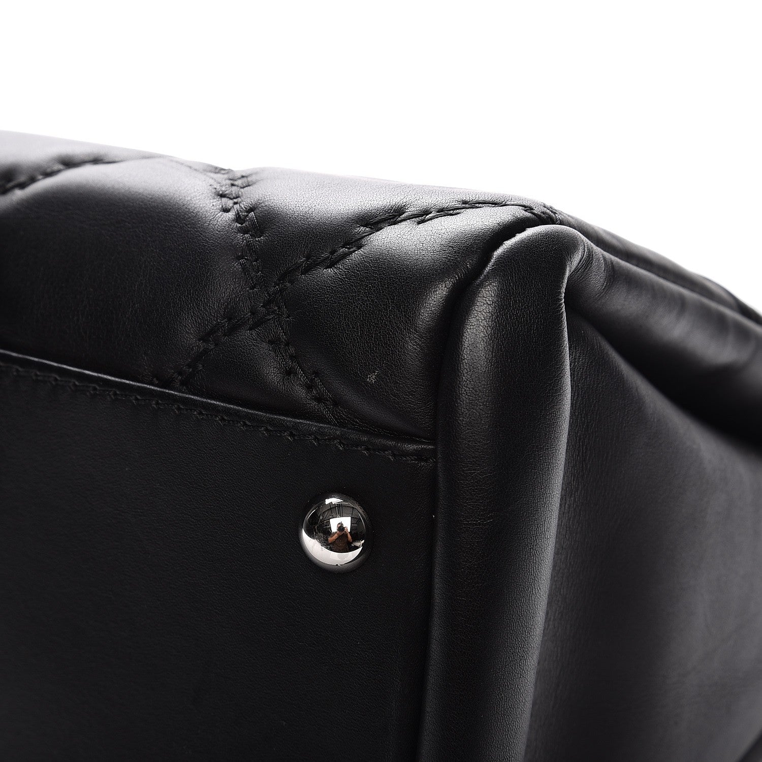 Chanel Calfskin Double Stitch Large Hamptons Flap Bag Black 7 of 9