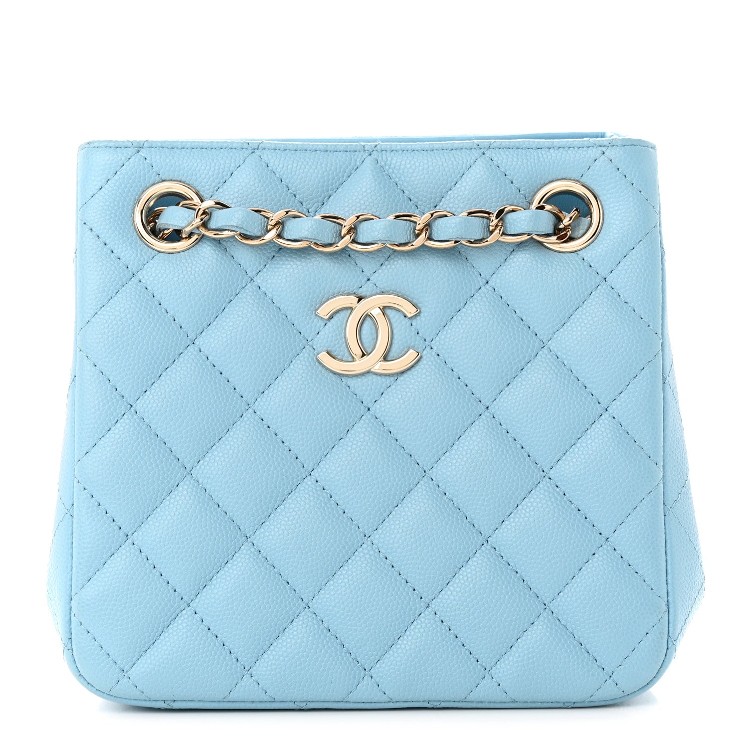 Chanel Caviar Quilted Mini Bucket Bag Blue 1 of 11