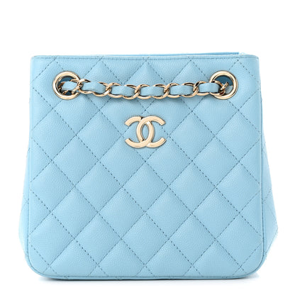 Chanel Caviar Quilted Mini Bucket Bag Blue 1 of 11