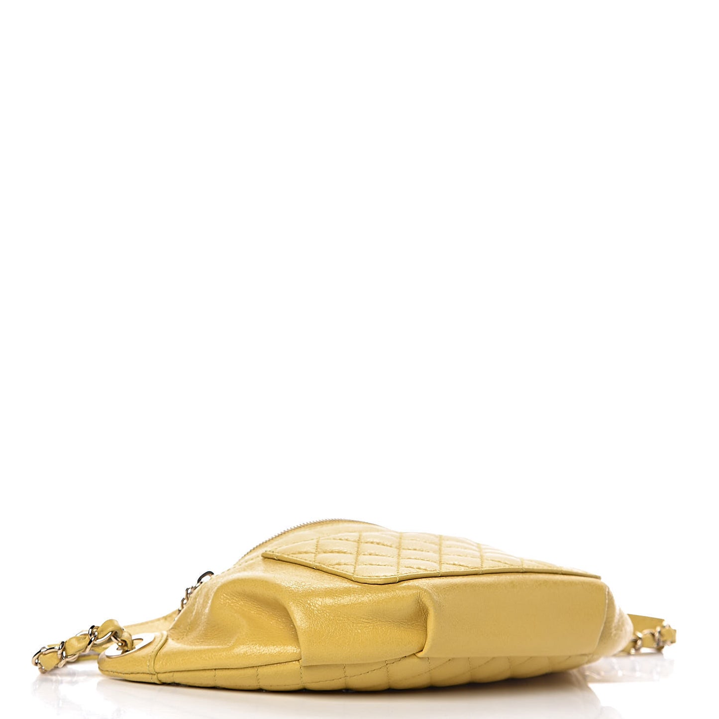 Crumpled Glazed Lambskin Quilted Waist Bag Fanny Pack Yellow