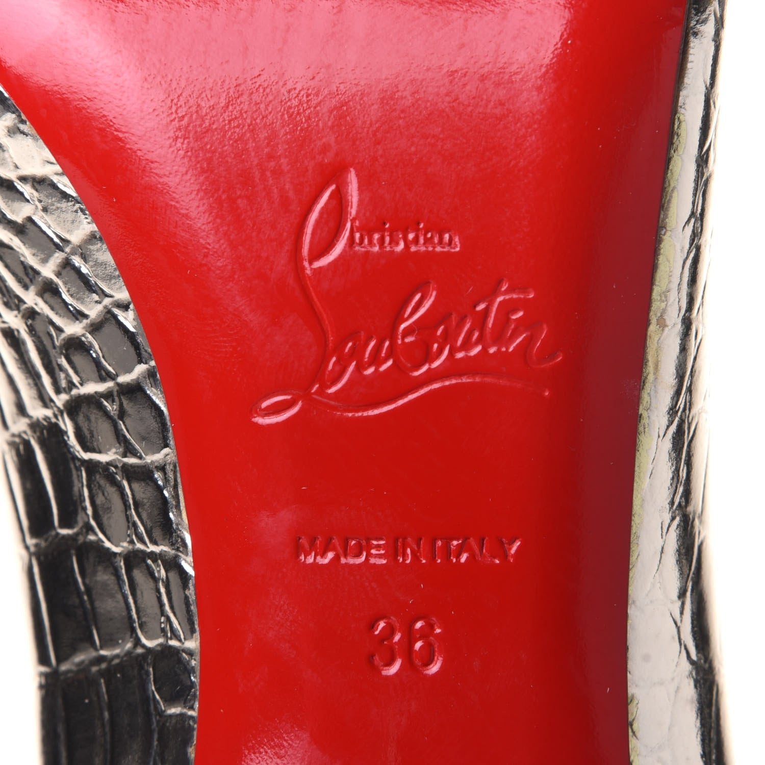 Christian Louboutin Metallo Cocco Clare 80 Pumps 36 Platine 8 of 9