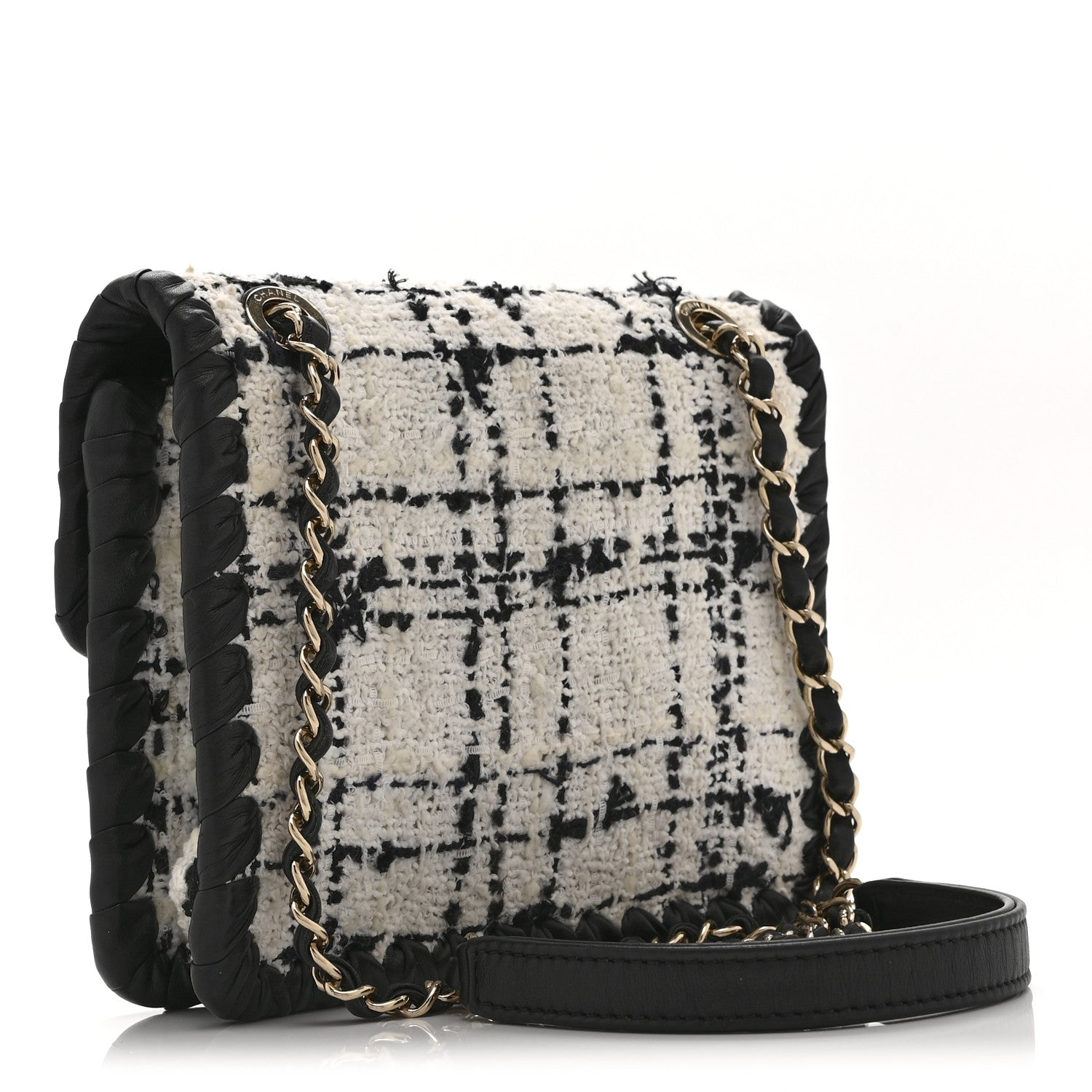 Chanel Tweed Braided Calfskin Mini My Own Frame Flap Grey Black 3 of 10