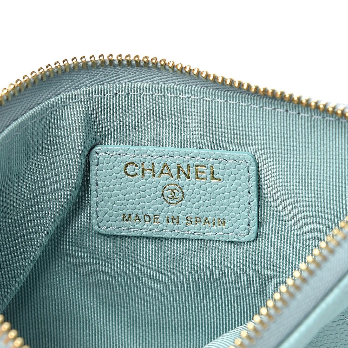 Caviar Quilted Small Cosmetic Case Light Blue