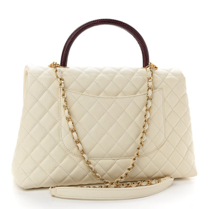 Chanel Caviar Lizard Quilted Medium Coco Handle Flap White 2 of 8