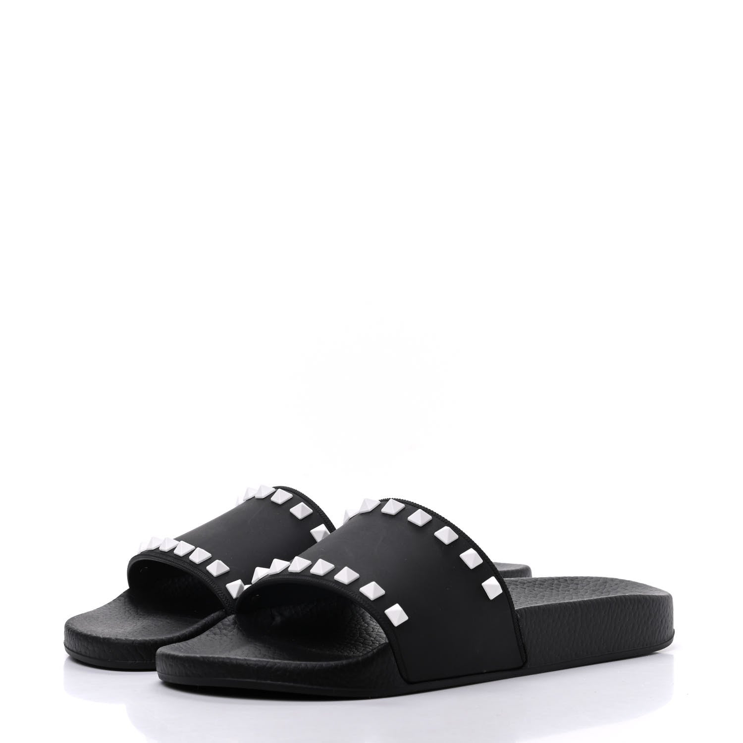 Valentino Garavani Rubber Rockstud Slide Sandals 40 Black 3 of 8
