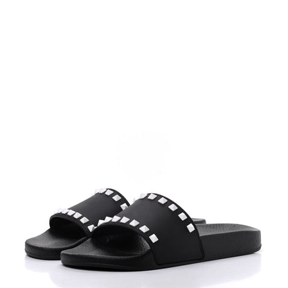 Valentino Garavani Rubber Rockstud Slide Sandals 40 Black 3 of 8