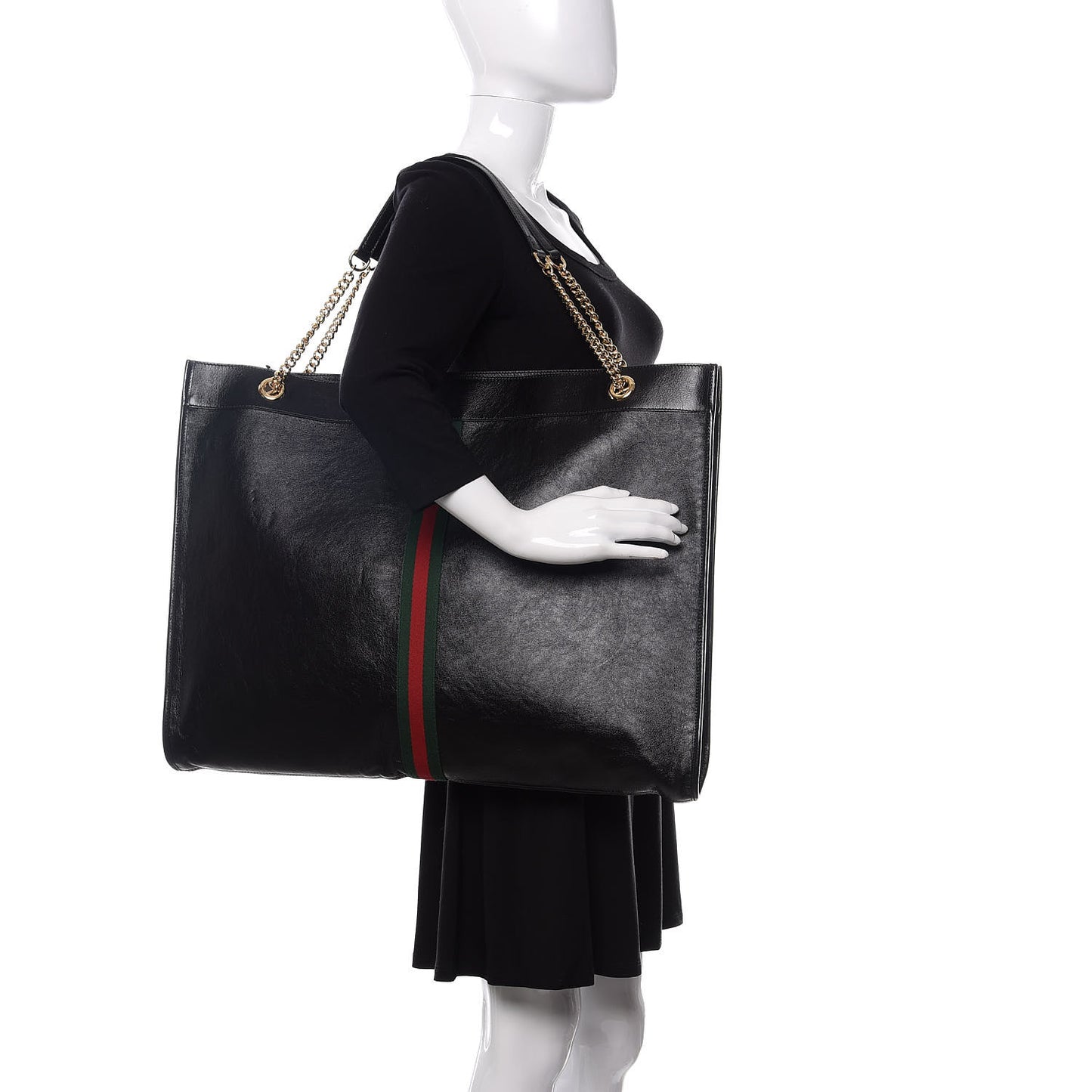 Calfskin Maxi Rajah Chain Tote Black