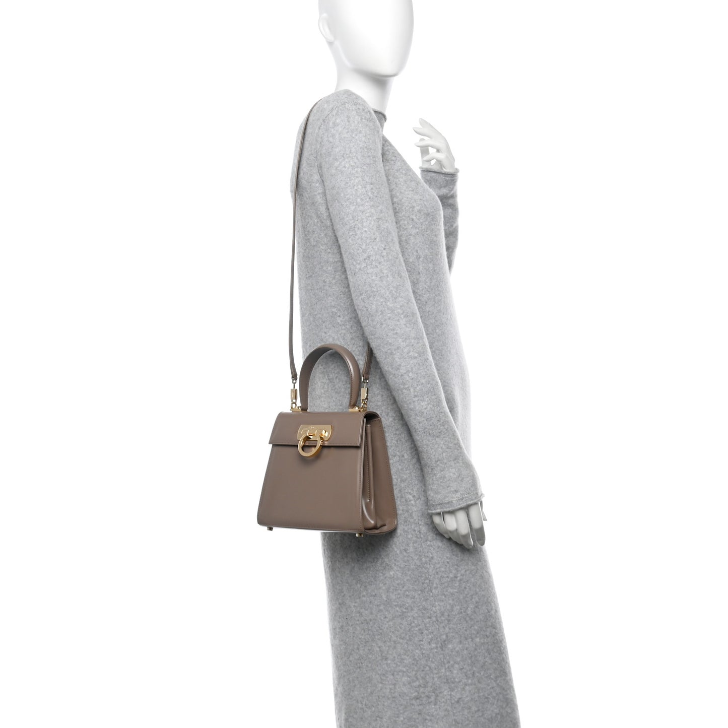 Brushed Off Calfskin Small Iconic Top Handle Bag Grey